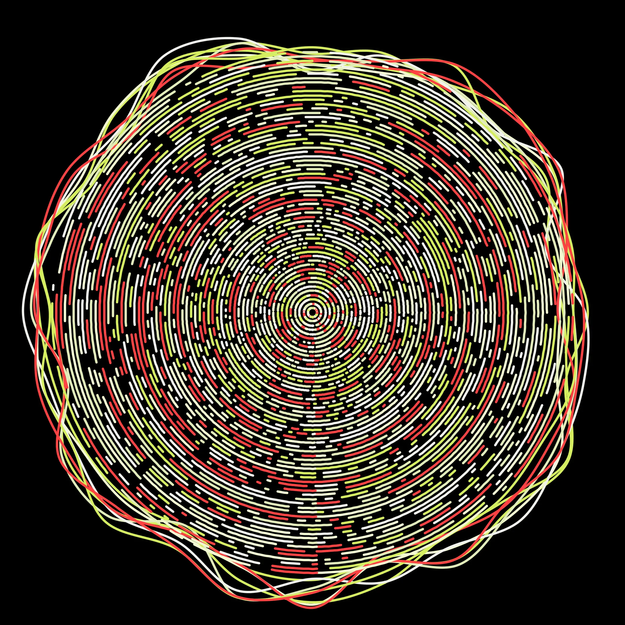 Circular generative art with overlapping patterns