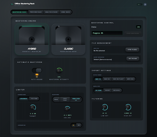 Decibelist Mastering Rack Interface