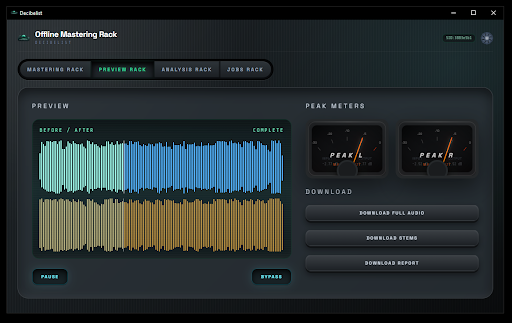 Decibelist Preview Rack Interface